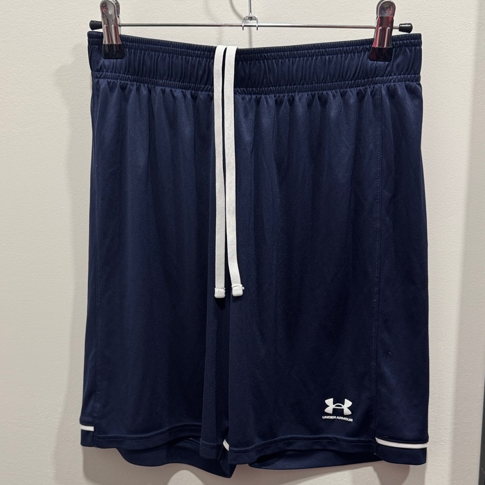Under Armour Men’s Navy Athletic Shorts with White Drawcord